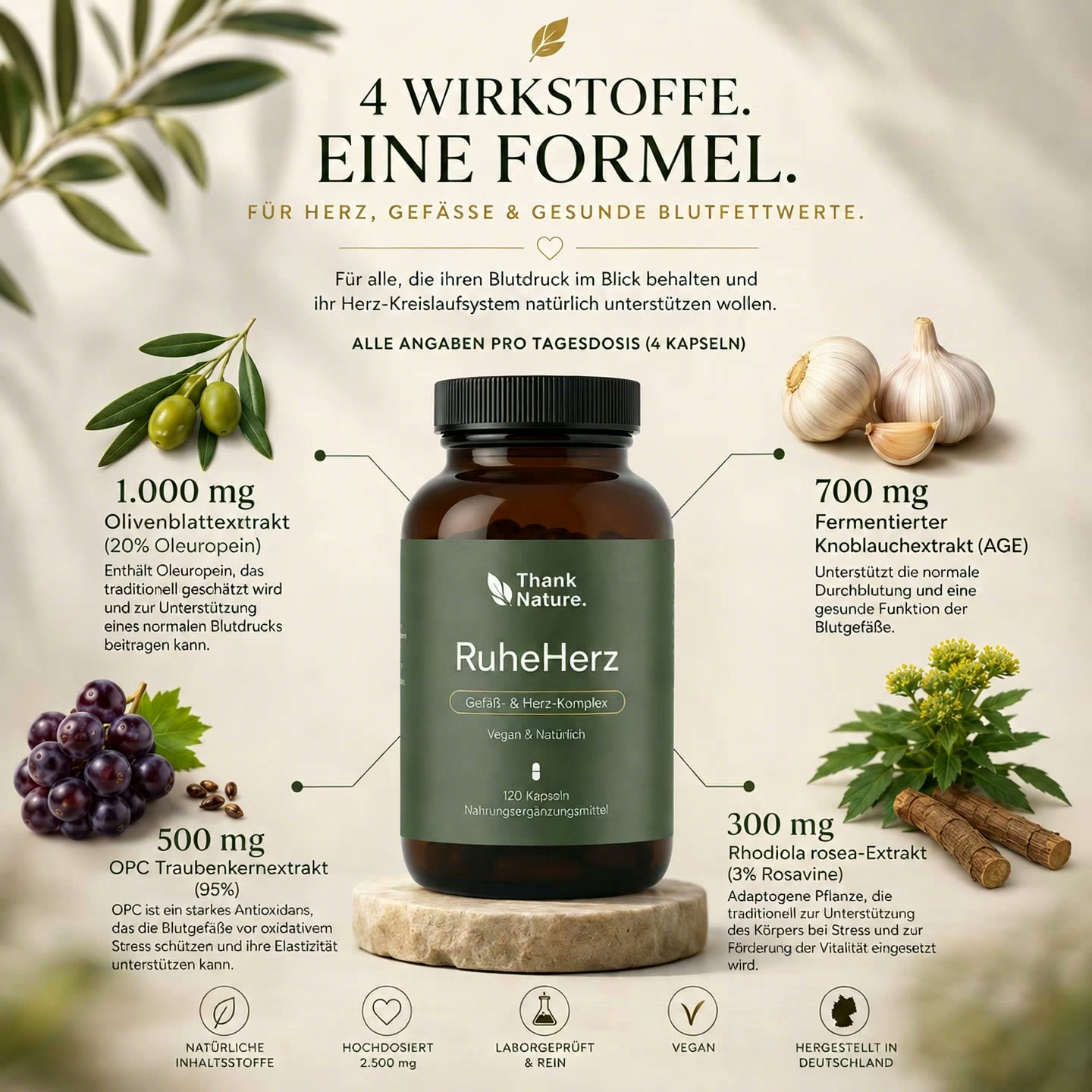 RuheHerz Formel mit vier Pflanzenstoffen